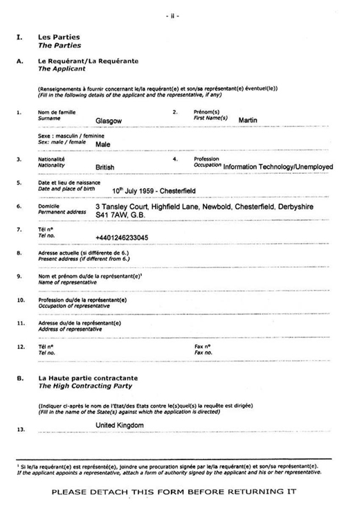 European Court of Human Rights Application Page 2