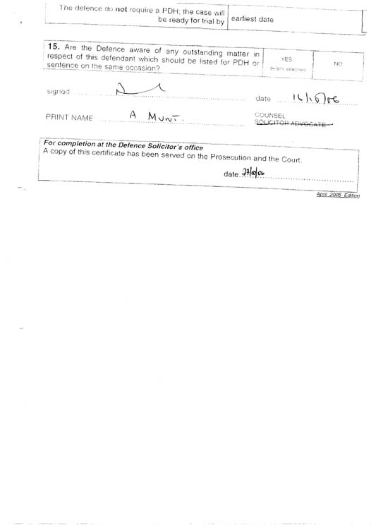 Defence Certificate of Readiness Plea and Directions Hearing Page 5