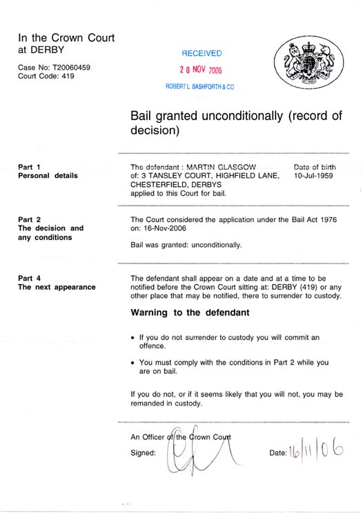 Derby Crown Court Bail 16th November 2006 Page 1
