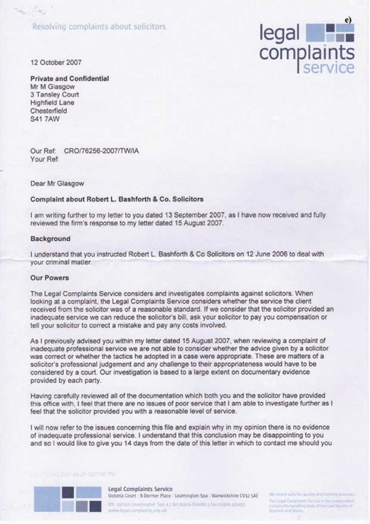 e) Legal Complaints Service Page 1