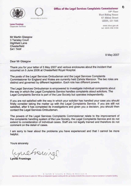 f) Office of the Legal Services Complaints Commissioner