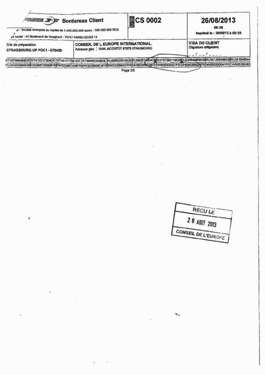 French Mail Confirmation of Delivery of Application Form