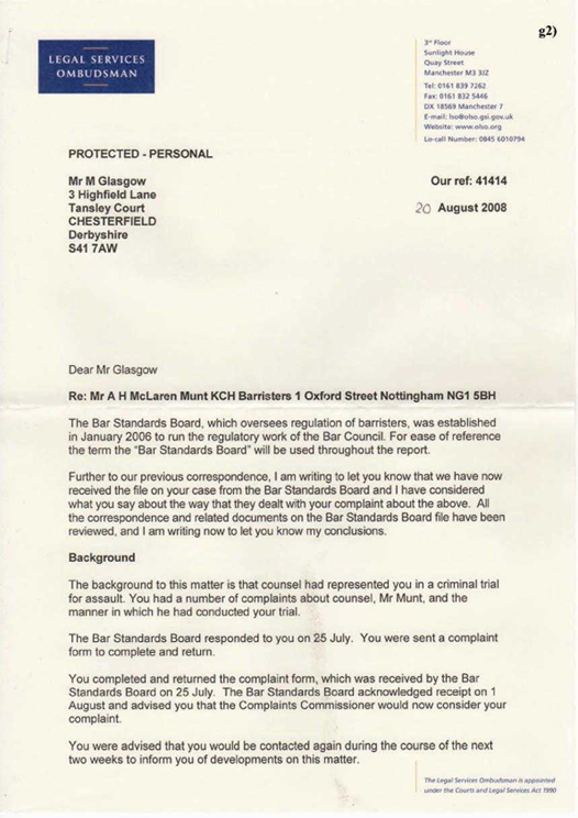 g) Legal Services Ombudsman Alastair Munt Page 1