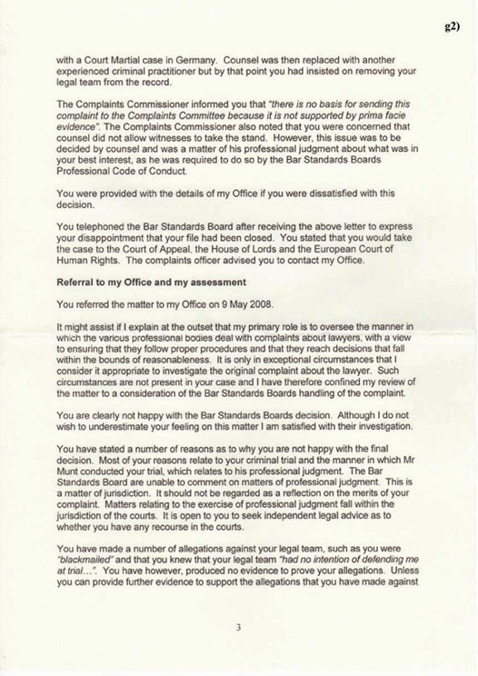 g) Legal Services Ombudsman Alastair Munt Page 3