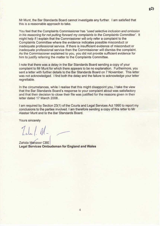 g) Legal Services Ombudsman Alastair Munt Page 4