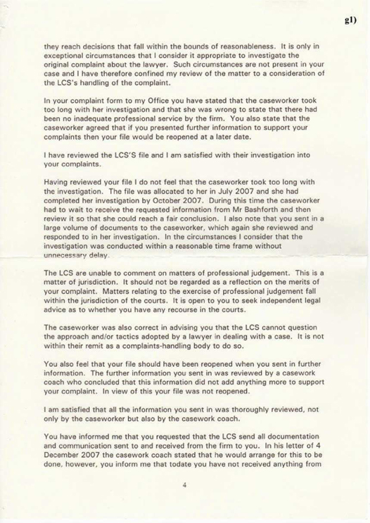 g) Legal Services Ombudsman Robert L Bashforth & Co Page 4