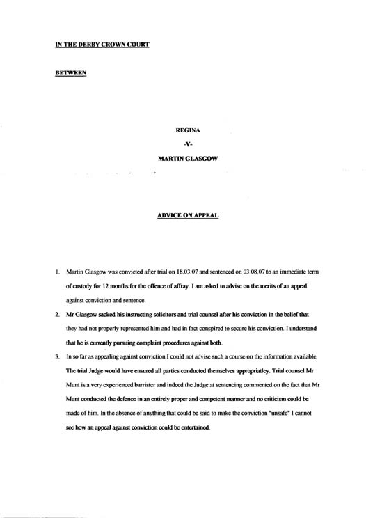 Kevin Jones Advice On Appeal Page 1