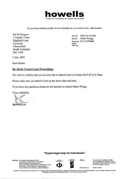 Next Due To Attend Court On Friday 06.07.07