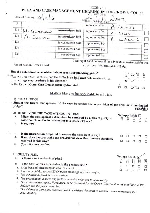 Judge Waite Plea and Case Management Page 1