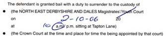 Magistrates' Court Bail Details 040806