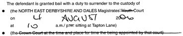 Magistrates' Court Bail Details 210706