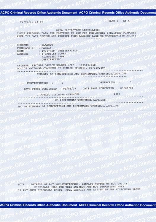 Martin Glasgow Criminal Records Page 1