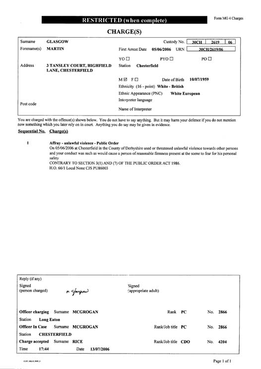 Police Charge - Affray 13th July 2006