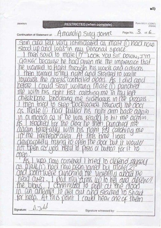 A Johal Witness Statement Signature Page 3