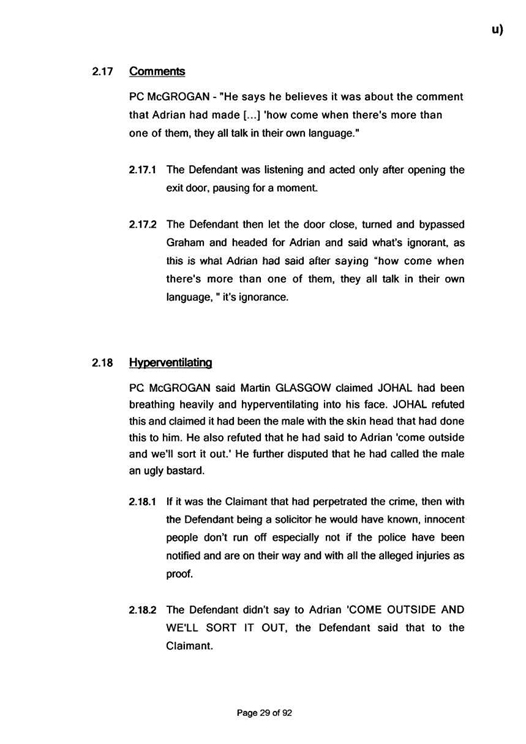u) Civil Litigation Comparison and Cross-Referencing Page 29