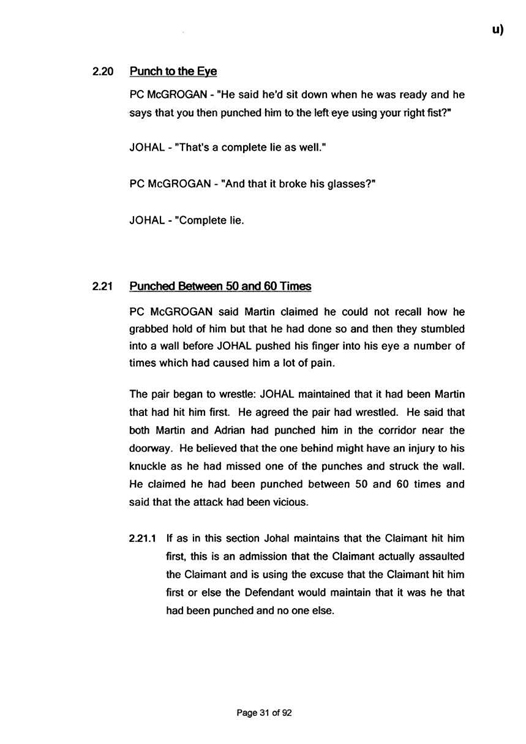 u) Civil Litigation Comparison and Cross-Referencing Page 31