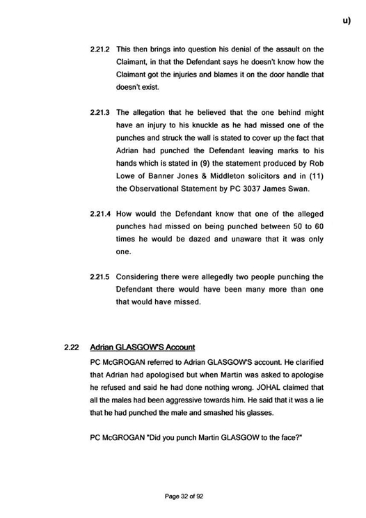 u) Civil Litigation Comparison and Cross-Referencing Page 32