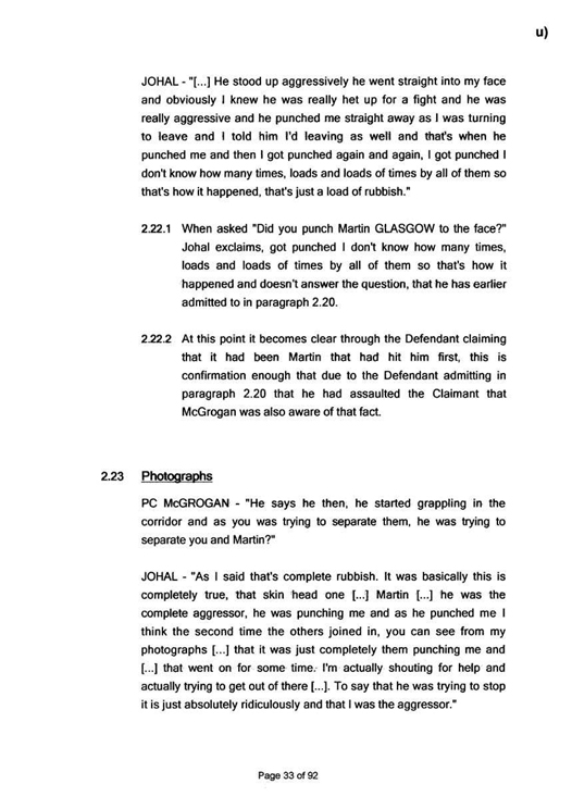 u) Civil Litigation Comparison and Cross-Referencing Page 33