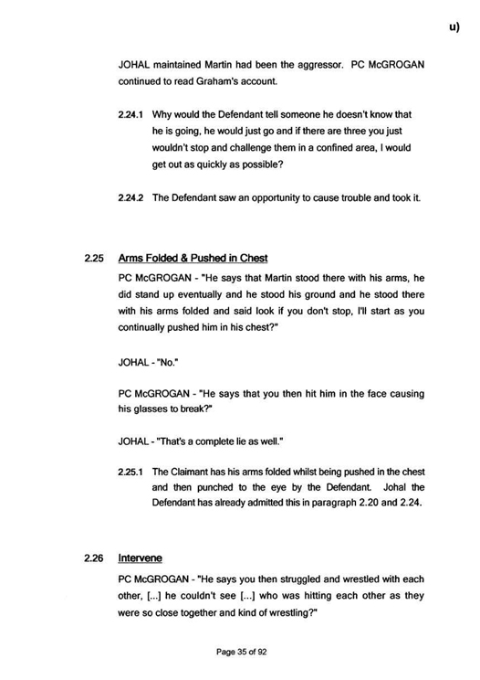 u) Civil Litigation Comparison and Cross-Referencing Page 35