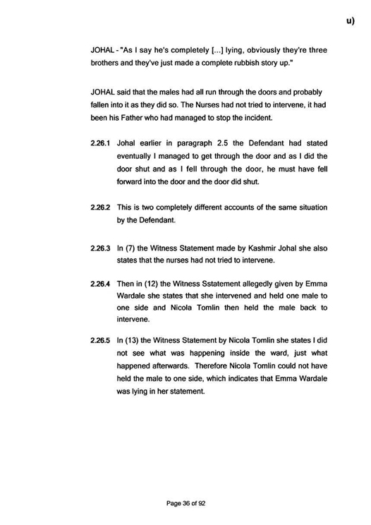 u) Civil Litigation Comparison and Cross-Referencing Page 36