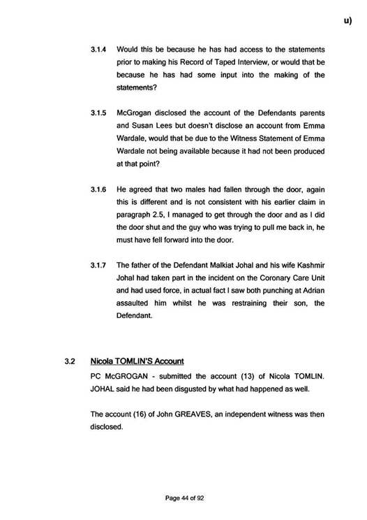 u) Civil Litigation Comparison and Cross-Referencing Page 44