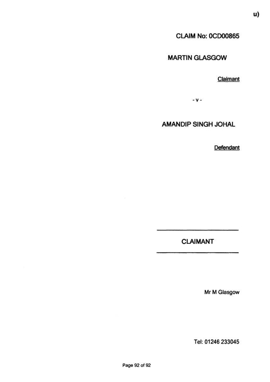 u) Civil Litigation Comparison and Cross-Referencing Page 92