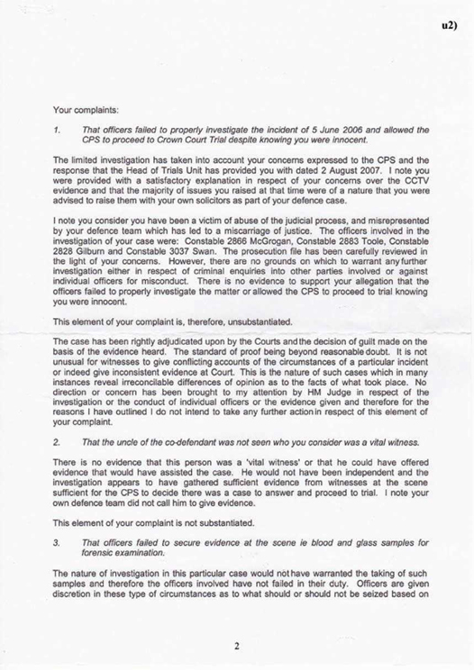 u2) Complaint Against Police Reply Letter Page 2