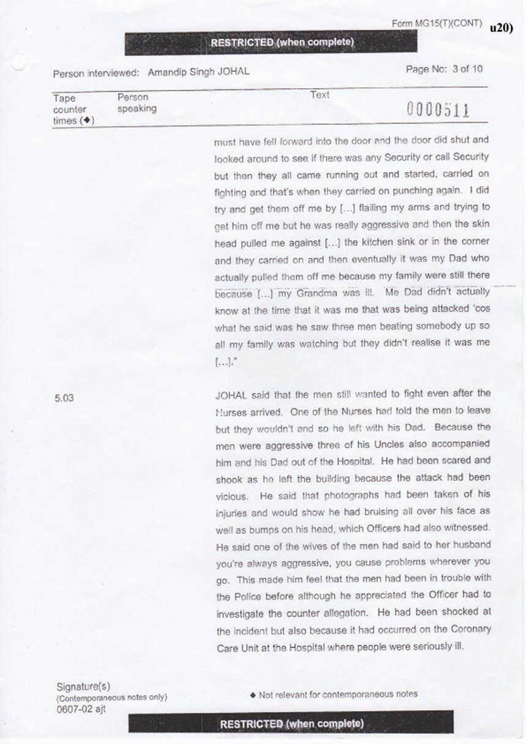 u20) Defendants Record of Taped Interview 1 Page 3