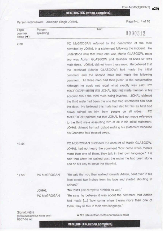 u20) Defendants Record of Taped Interview 1 Page 4