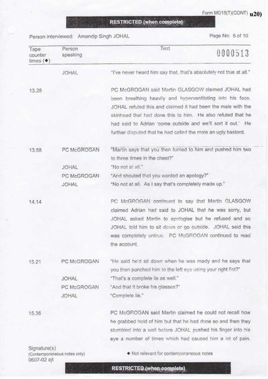 u20) Defendants Record of Taped Interview 1 Page 5