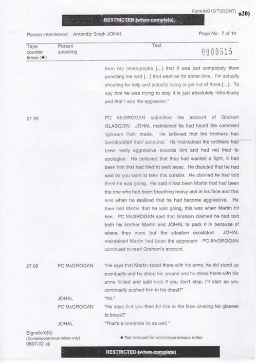 u20) Defendants Record of Taped Interview 1 Page 7