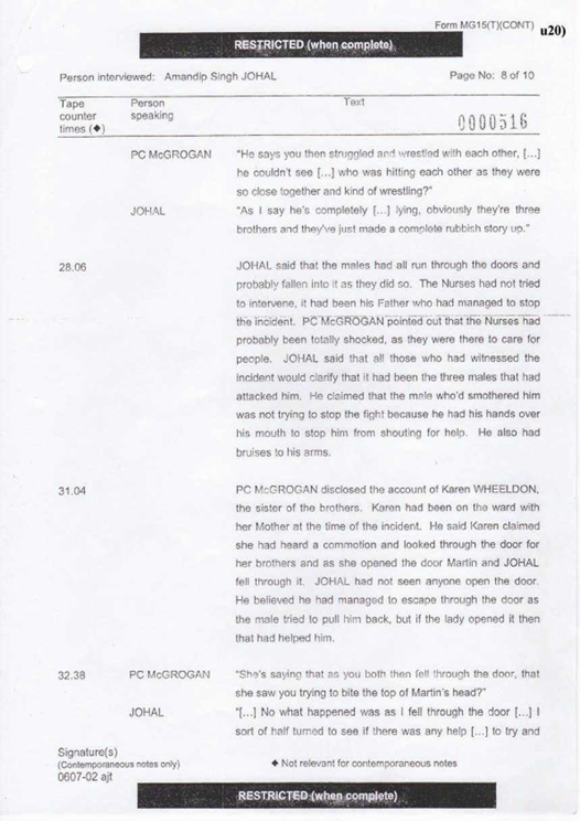 u20) Defendants Record of Taped Interview 1 Page 8