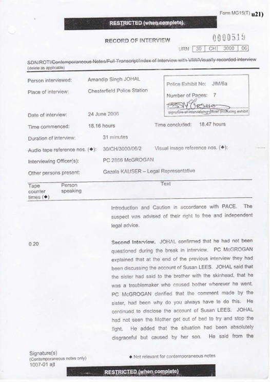 u21) Defendants Record of Taped Interview 2 Page 1