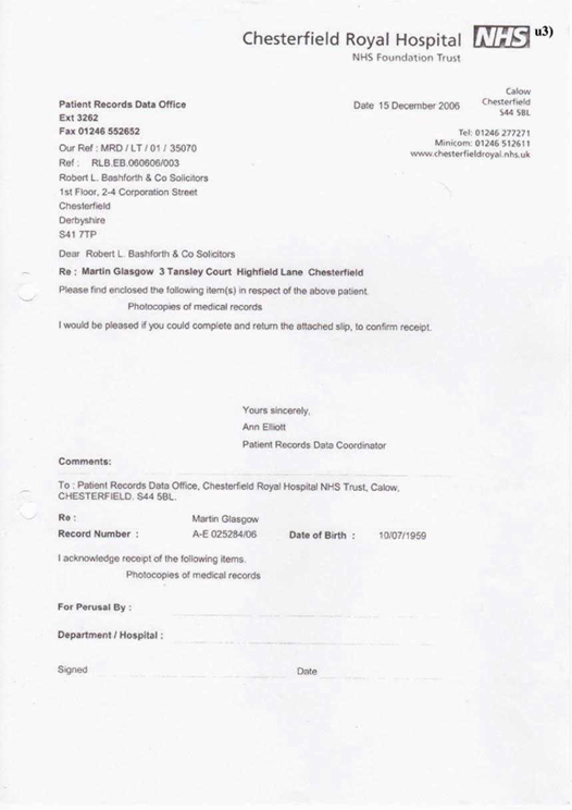 u3) Hospital Treatment Records Page 1
