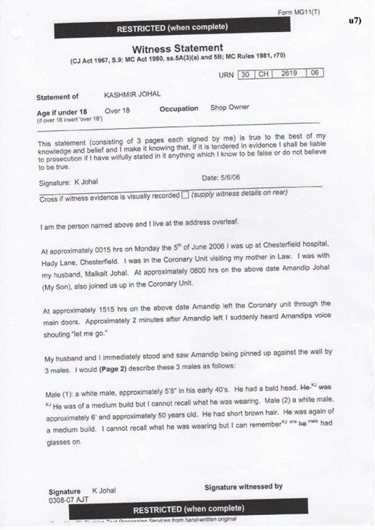 u7) Witness Statement of Kashmir Johal Page 1