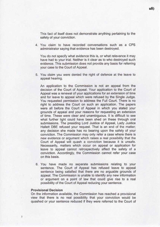 u8) CCRC Letter Dated 16th January 2009 Page 5