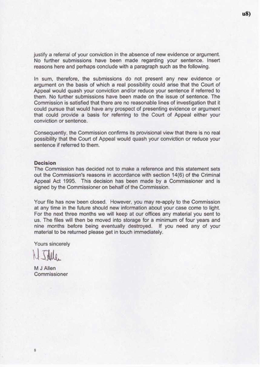 u8) CCRC Letter Dated 16th January 2009 Page 8