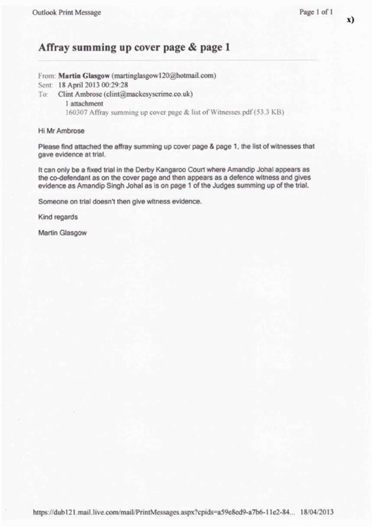 x) Affray Summing Up Cover Page & Page 1 E-mail